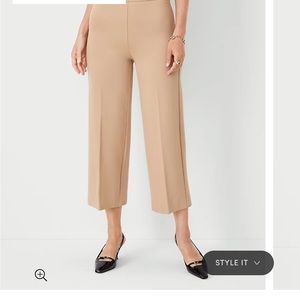 Ann Taylor The Petite Side Zip Wide Leg Crop Pant